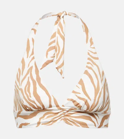 Max Mara Alberta Zebra-print Bikini Top In Multicoloured