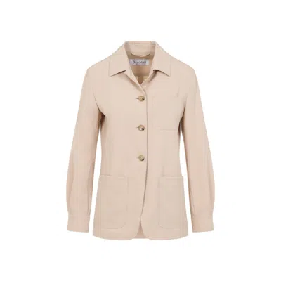 MAX MARA ALBINO BEIGE VIRGIN WOOL PULVINO TASCHINO JACKET