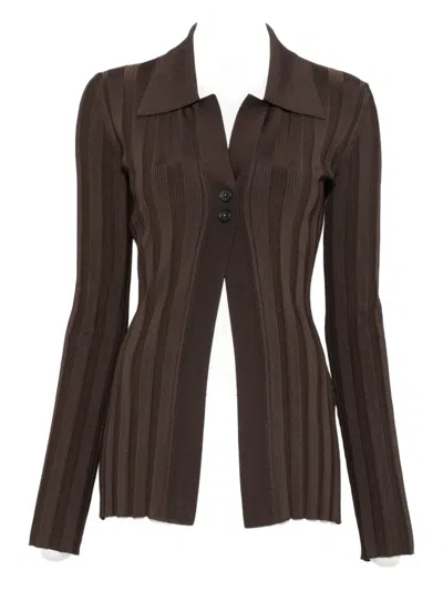 Max Mara Albio Ribbed Cardigan In Brown