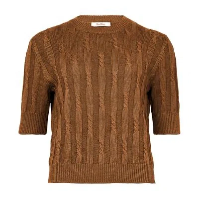 Max Mara Album Linen Sweater In Brown