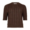 Max Mara Round-collar Short-sleeve Sweater In Brown