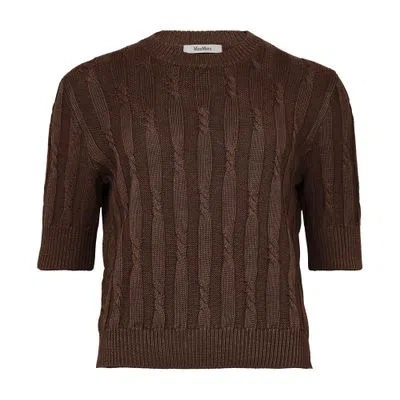 Max Mara Album Linen Sweater In Brown