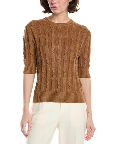 Max Mara Album Linen Sweater In Brown