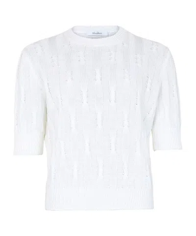 Max Mara Album Linen Sweater In White