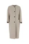 Max Mara Beige Buttoned Long-sleeved Coat In Gray