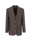 Max Mara Check-pattern Single-breasted Blazer In Brown