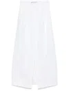 Max Mara Wide White Gabardine Skirt In White