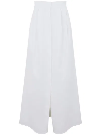 MAX MARA 'ALCADE' MIDI SKIRT IN WHITE COTTON BLEND