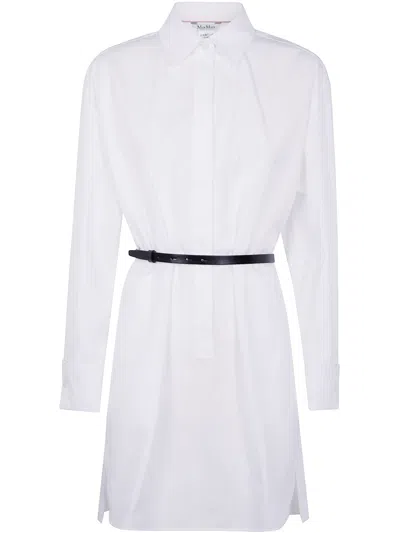 Max Mara Alcade Popeline Oversized Mini Dress In White