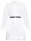 Max Mara Oversized Mini Dress Belted Waist In White