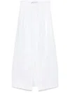 Max Mara Wide White Gabardine Skirt In White