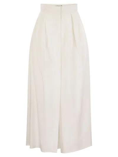 Max Mara Alcade1234 Wide Gabardine Skirt In White