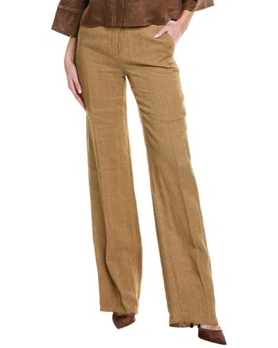Max Mara Alcano Linen Trouser In Brown