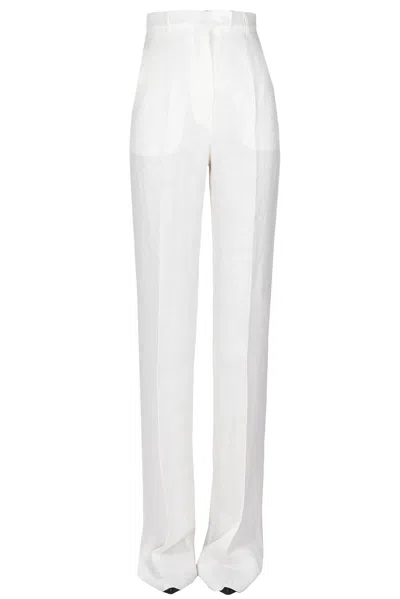 Max Mara Alcano Linen Trousers In White