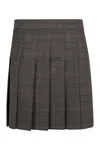 Max Mara Studio Alcuno Pleated Mini Skirt In Grey