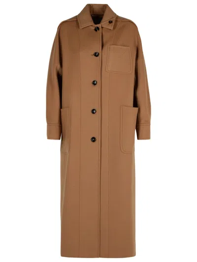 MAX MARA ALDO BROWN VIRGIN WOOL COAT