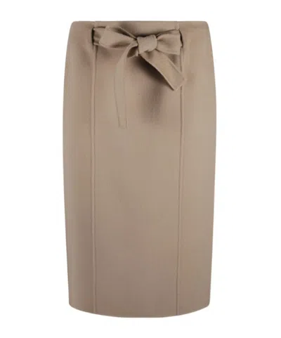 Max Mara Alec Wool Miniskirt In Nude