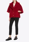 Max Mara Aleggio Fuzzy Wool Cape In Red