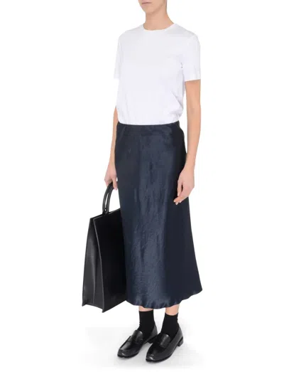 Max Mara Alessio Midi Skirt In Navy In Brown