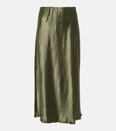 Max Mara Alessio Satin Midi Skirt In Green