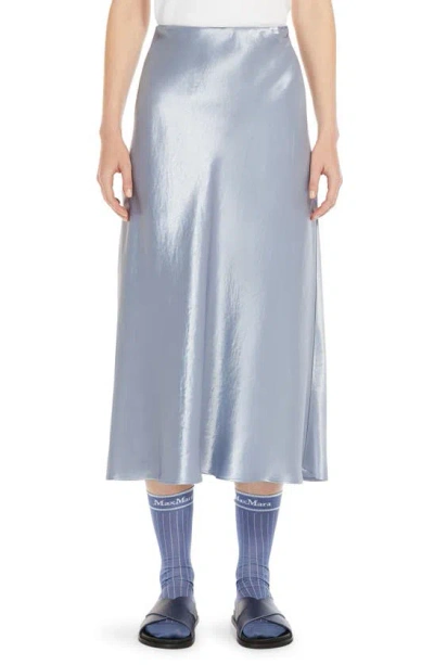 Max Mara Alessio Straight Satin Midi Skirt In Blue