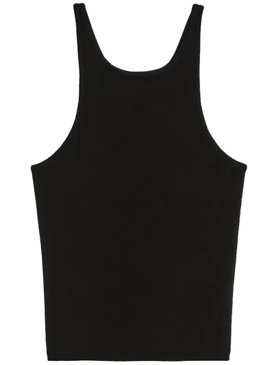 Max Mara Halter Neck Top In Vanisé Wool In Black