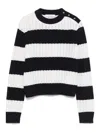 Max Mara Ribbed Texture Top With Contrasting Stripes In Black
