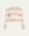 Max Mara Alfeo Ribbed Wool Cashmere Cropped Sweater In White