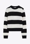 Max Mara Striped Crop Sweater In Wool And Cashmere In Multi