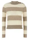 Max Mara Ribbed Top With Decorative Shoulder Buttons In Multi