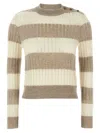 Max Mara Ribbed Top With Decorative Shoulder Buttons In Nude