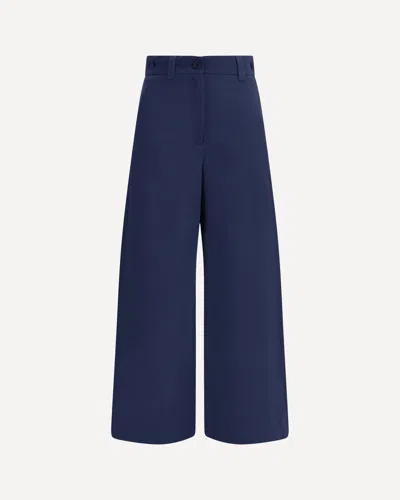 Max Mara Alfeo Trousers In Cotton Gabardine In Blue