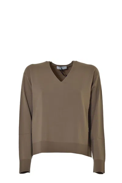 Max Mara Alghero V-neck Sweater In Camel Cashmere In Brown
