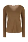 Max Mara Alias Fitted Silhouette Long Sleeves Top In Cuoio