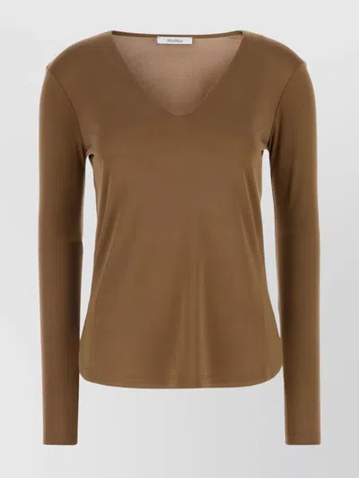 Max Mara Alias Fitted Silhouette Long Sleeves Top In Brown