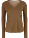 Max Mara Alias Fitted Silhouette Long Sleeves Top In Brown