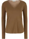 Max Mara Alias Fitted Silhouette Long Sleeves Top In Brown