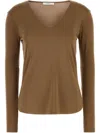 Max Mara Alias Fitted Silhouette Long Sleeves Top In Brown