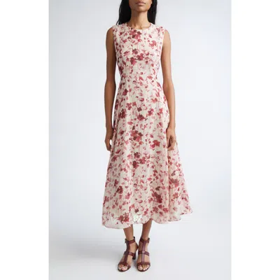 Max Mara Alibi Floral Canvas Midi Dress In Brown