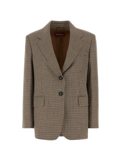 Max Mara Alice Houndstooth Blazer In Brown