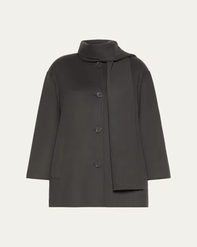 Max Mara Alicia Neck-scarf Wool Single-breasted Coat In Gray