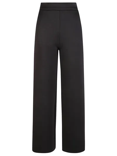 Max Mara Grembo Cropped Wide Leg Crepe Pants In Black