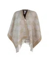 Max Mara All-over Logo Patterned Fringed Edge Cape In Beige
