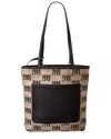 Max Mara All-over Logo Print Leather-trim Tote In Beige