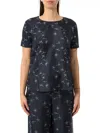Max Mara All-over Patterned Crewneck Blouse In Blue