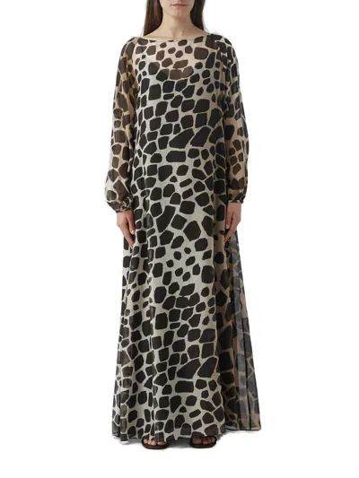 Max Mara All-over Patterned Long-sleeved Dress In Multi