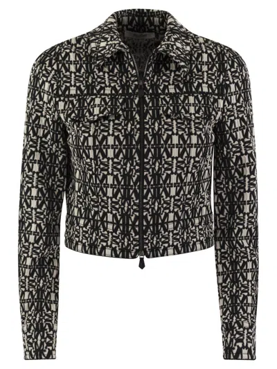 Max Mara All-over Patterned Zip-up Jacket In White