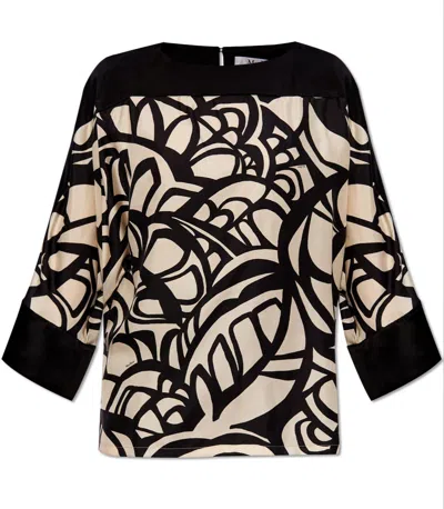 Max Mara All-over Printed Long-sleeved Top In Black