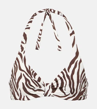 Max Mara Allegra Zebra-print Bikini Top In Brown