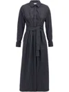 Max Mara Go Belted Waist Midi Dress With Long Sleeves